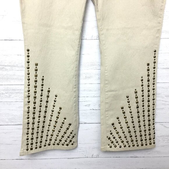 NEW DG2 Diane Gilman Tan Bootcut Jeans Stud Embellishment Stretch size 18WP - Picture 2 of 9